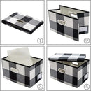 PRANDOM Collapsible Storage Bin with Lid [3-Pack] Fabric Foldable Storage Box Organizer Container Basket Cube with Cover for Home Bedroom Closet Office Nursery Black and White Grid(14.9x9.8x9.8) by CozyNest Decor