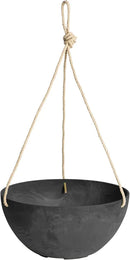 Root & Vessel Self Watering Hanging Planter for Indoor or Outdoor Plants, Unique Marbled Hanging Basket Made of Eco-Friendly Blend of Stone & Plastic, Black, 12" by GreenHaven Gardens