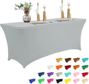 IVAPUPU 8FT Table Cloth for Rectangular Fitted Events Stretch Grey Table Covers Washable Cover Spandex Tablecloth Protector for Party, Wedding, Cocktail, Banquet, Festival by CozyNest Decor