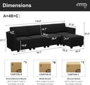 Belffin Modular Sectional Sofa Couch with Reversible Chaise Velvet L Shaped Couch Sofa with Storage 4-seat Convertible Sectional Sofas Black by CozyNest Decor