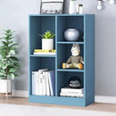 IOTXY Open Shelf Low Bookcase - Wooden 3-Tier Floor Standing Display Cabinet Organizer with Base, 5 Cubes Short Horizontal Bookshelf in Bright Blue by CozyNest Decor
