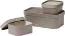 La Jolie Maison Velvet Storage Baskets with Lids, Sturdy Stackable Cardboard Boxes with Decorative Trays, Organizer Bins for Bathroom Bedroom Organizing, Taupe, Set of 3 by CozyNest Decor