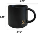 COLLECTIVE HOME - Black Monogram Ceramic Mugs, 15 oz Golden Initial Coffee Cups, Elegant Alphabet Tea Mugs, Personalized Halloween Mug with Gift Box, Perfect for Office and Home Décor (x) by CozyNest Decor