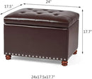 Leather Storage Ottoman Bench Foot Rest Stool with Nailhead Trim (Dark Brown - Button Tufted Leather) by CozyNest Decor