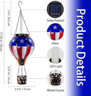 Hot Air Balloon Outdoor Lantern with Flickering Flame, Handmade Glass Solar Lantern with Flag Pattern Waterproof Lantern Lamp for Patio, Garden, Porch by GreenHaven Gardens