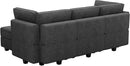 Belffin Terry Fabric Modular Sectional Sleeper Sofa Bed with Storage Convertible Sectional Couches for Living Room 6 Seaters Dark Grey Modular Sofa by CozyNest Decor