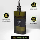 Glass Multi-Purpose Kitchen Dispenser Set | Universal for Olive Oil, Vinegar, Soy Sauce, and Syrup with Stainless Steel Pourers,2-Pack Dark Green,Avoid Sunlight by CozyNest Decor