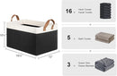 StorageWorks Storage Bins, Fabric Storage Bins for Shelves, Large Storage Baskets with Metal Frame, Closet Baskets and Bins with Handles, Black and White, 2-Pack by TinyTreasures Baby Boutique