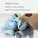 Buart Artificial Tulip in Bulk for Wedding Bridal Bouquet,Fake Flowers for Valentine's Day Mother's Day Easter Table Centerpieces Decorations(Light Blue,Real-Touch,12pcs) by CozyNest Decor