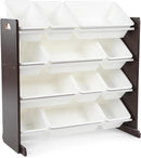 Humble Crew Kids Toy Storage Organizer with 12 Plastic Bins, Espresso/White – Removable Bins for Playroom, Bedroom, Toddler Furniture for Boys and Girls Ages by TinyTreasures Baby Boutique