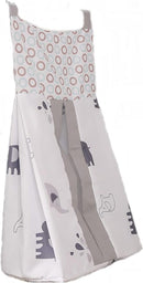 6 PCs Grey White Elephant Nursery Crib Bedding Set Quilt, Fitted Sheet, Skirt, Window Valance, Blanket, Diaper Organizer Baby Boy Elephant Theme Cot Bedding Set by TinyTreasures Baby Boutique