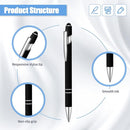 8 Pieces Ballpoint Pen with Stylus Tip Black Ink 2 in 1 Stylus Metal 1.0 mm Medium Point Smooth Pen Rainbow Colorful Rubberized Ballpoint for Touch Screen Tablet(Black) by TinyTreasures Baby Boutique