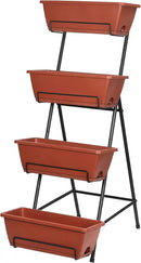 Tuenort Vertical Raised Garden Bed 4 Tiers Planter Box Freestanding Garden Planter with 4 Container Boxes for Growing Vegetables Herbs Flowers on Patio Balcony Red by GreenHaven Gardens
