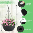 13 inch Hanging Planters for Indoor Plants, 2 Pack Planters for Outdoor Plants with Drainage Holes and Chain, Round Plastic Hanging Baskets, Hanging Flower Pots for Balcony Garden Decor-Black by CozyNest Decor