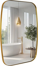 ANDY STAR Gold Oblong Mirror, 32x40 Inch Gold Oval Mirror for Bathroom with Stainless Steel Metal Frame, Wall Mouned for Bathroom, Living Room, Entryway by CozyNest Decor