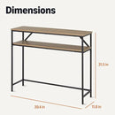 Amazon Basics Rectangular Console Table with Storage Shelf, Steel Frame, 39x31x11.8 in, Oak Finish by CozyNest Decor