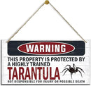 Warning Sign, Tarantula Warning Wood Plaque Sign, Funny Door Signs, Decorative Wood Hanging Suspension Plaque, Farmhouse Wooden Wall Decor, Outdoor Hanging Wooden Signs by CozyNest Decor