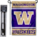 College Flags & Banners Co. Washington Huskies Garden Flag with Stand Holder by GreenHaven Gardens