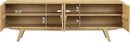 NTC Sapa Mid-Century Modern Solid Wood TV Stand 4-Door Media Console with Carved Geometric Fronts for TVs up to 75", Effortless Assembly, Sand by CozyNest Decor