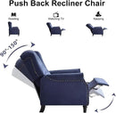 EBELLO Pushback Recliner Chair, Fabric Armchair Push Back Recliner with Rivet Decoration, Single Sofa Accent Chair for Living Room, Bedroom, Navy Blue by CozyNest Decor
