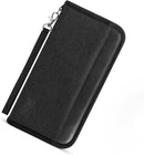 Real Leather Wallet RFID Family Passport Holder Waterproof Travel Essentials (All Black) by TinyTreasures Baby Boutique
