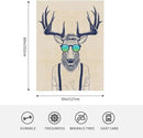 HGOD DESIGNS Deer Throw Blanket Deer Dressed up Like Cool Hipster Blanket Super Soft Flannel Throw Blanket Lightweight Plush Fuzzy Bed Blanket for Bedding Sofa and Travel 50"X60" by CozyNest Decor