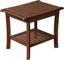 Teak Shower Bench with Shelf & Handle, 20 Inch Shower Stool for Standard Tubs & Showers, Non-Slip Waterproof Seat, Spa & Bathroom Storage Stool by TinyTreasures Baby Boutique