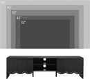 ORRD 63'' TV Stand, Modern TV Console Table Wave Panel Television Stands Entertainment Media Center with Storage Compartment and Sliding Door for Living Room (Black) by CozyNest Decor