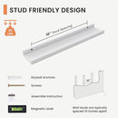 Solid Ash Wood Picture Ledge Shelf, 24 Inch Floating Shelves with Lip Set of 2, Photo Ledge Shelf Nursery Bookshelf Wall Mounted for Living Room Bedroom Decor, White by TinyTreasures Baby Boutique