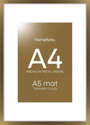 Homeforia A4 Picture Frame Bronze, High End Metal 8.3 x 11.7 inch Brass Poster Frames with Mat 5.8 by 8.3 Print, A4 Frames Matted to A5 Photo, 8.3x11.7 Wall or Tabletop Frame, Tempered Glass, Set of 1 by CozyNest Decor