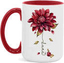 Dahlia Flower Design Coffee Mug, Personalized Name On Red Floral Cup, Custom Ceramic Mug For Flower Lovers, Customized Dahlia Accent Cup 11oz Or 15oz, Floral Decorative Mug Gift by CozyNest Decor