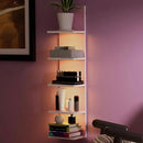 5 Tier Wall Shelf Unit,Modern Vertical Lack Wall Shelves with Light, Wall Mount, Floating Column Home Decor Shelves for Bedroom, Living Room, Vanity Storage Display(Pink) by CozyNest Decor