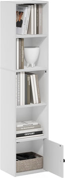 Furinno Luder Shelf Bookcase with 1 Door Storage Cabinet, White by TinyTreasures Baby Boutique