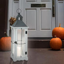 Bdor 2 Pack 26in Farmhouse White Waterproof Wood Metal Decorative Lanterns with Remote Control, Timer, Tempered Glass, Flameless Pillar Candles, Decorative Lanterns for Front Porch, Wedding by CozyNest Decor