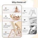 Pikler Triangle Set with Cushion, 8-in-1 Toddler Climbing Toys Indoor, Wooden Montessori Climbing Set with Arch Ramp,Ladder&Tent Cloth, Baby Indoor Climber Jungle Gyms for Toddlers Toy, Natural by TinyTreasures Baby Boutique