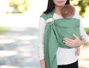 Ring Sling Baby Carrier, Soft Linen Cotton Baby Sling Carrier Newborn to Toddler, Baby Wrap Carrier for Plus Size Parents, Perfect Shower Gift, Lightly Padded Adjustable Nursing Cover Green by TinyTreasures Baby Boutique