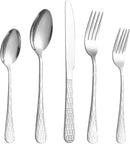 20 Pcs Silverware Set for 4 with Water Cube Handle design, Food Grade Stainless Steel Flatware Set, Eating Utensils Sets Include Fork/Knife/Spoon, Reusable Cutlery Set, Dishwasher Safe by CozyNest Decor