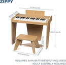 ZIPPY Kids Piano Keyboard, 37 Keys Digital Piano for Kids, Touch Sensitive Control Panel, Built-in Songs, Volume Adjustable, Music Educational Instrument, Wood Piano for 3+ Girls and Boys (Oak Plus) by TinyTreasures Baby Boutique