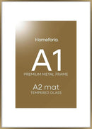 Homeforia A1 Poster Frame Bronze, High End Metal 23.4 x 33.1 inch Large Picture Frames with Mat for 16.5 x 23.4 Photo, A1 Size Brass Frame Matted to A2 Print, 23.4x33.1 Frame, Tempered Glass, Set of 1 by CozyNest Decor