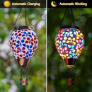 DREAMSOUL Butterfly Mosaic Hot Air Balloon Solar Lantern Hanging Glass Decorative LED Light Solar Lanterns Outdoor Waterproof by GreenHaven Gardens