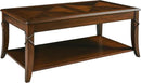 Solid Wood Coffee Table with Storage Shelf, Mid-Century Living Room Tables with Carved Tabletop and Leg, 43.3” Splicing Cocktail Center Sofa Table, Cherry Brown KFZ-DR200 by CozyNest Decor