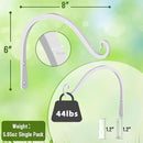 FEED GARDEN Iron Wall Hooks Decorative Metal Curved Plant Hanger Hooks, Indoor/Outdoor Use for Hanging Bird Feeders, Wind Chimes, Flower Baskets, Yoga Mat, (White, 8 Inch 2 Pack) by GreenHaven Gardens