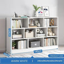 IOTXY Open Shelf Low Bookcase - Wooden 3-Tier Floor Standing Display Cabinet Organizer with Base, 10 Cubes Short Horizontal Bookshelf in Warm White by CozyNest Decor