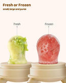 2 Packs Baby Fruit Feeder & Freezer Nibble Tray Combo, Push Pop Baby Food Feeder to Safely Introduce New Foods, Fresh & Frozen Food Silicone Feeder, 100% Food Grade, BPA Free (Caramel & Blue) by TinyTreasures Baby Boutique