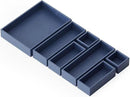 SpaceAid 7-Piece Bamboo Drawer Organizer Storage Boxes Set, Wood Tray Junk Drawer Organizers Multi-Use Divider Bins for Kitchen, Bathroom, Office Desk and Makeup Organization (7 Pack, Navy Blue) by CozyNest Decor