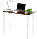 Acrylic Desk, Modern Study Table for Home Office - Extended Surface Multi-Purpose Console & Entryway Table, Sturdy Lightweight Design (42.5-inch, Yellowtea) by CozyNest Decor