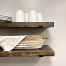 Rustic Shelves with J-Brackets Set of 2, Industrial Shelf, Kitchen Shelves, Solid Wood, Decorative Wall Storage, Heavy Duty, URBANDI (Dark Brown, 12Wx10D) by CozyNest Decor
