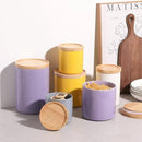 Sweejar Ceramic Food Storage Jar, Stackable Kitchen Canisters, Containers with Airtight Seal Wooden Lid for Serving Coffee Grounds, Coffee Bean, Flour, Tea, Spice and More - 39 Fl Oz (Purple)