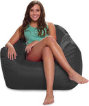 Posh Creations Structured Comfy Bean Bag Chair for Gaming, Reading, and Watching TV, Malibu Lounge, Microsuede - Charcoal Gray by TinyTreasures Baby Boutique
