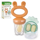 Haakaa Baby Fruit Food Feeder & Mini Freezer Nibble Tray Combo, Breastmilk Popsicle Molds for Baby Cooling Relief, BPA Free Silicone Feeder for Safe Infant Self Feeding, 4 Month+ (Pumpkin) by TinyTreasures Baby Boutique